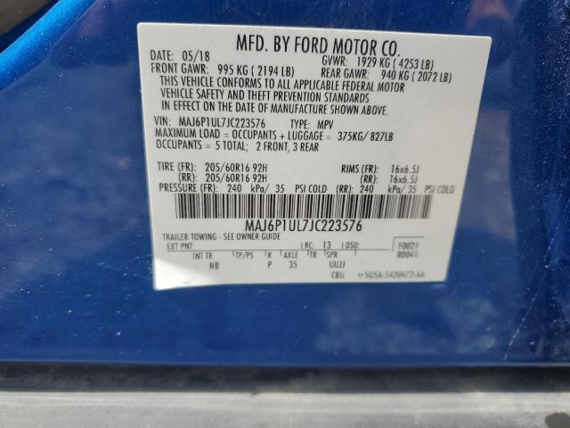 MAJ6P1UL7JC223576 - 2018 FORD ECOSPORT SE ლურჯი ფოტო 13