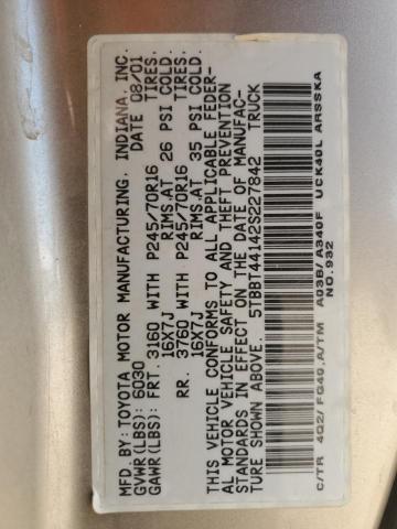 5TBBT44142S227842 - 2002 TOYOTA TUNDRA ACCESS CAB 棕色 照片 12