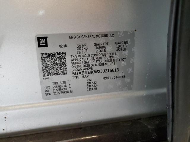 5GAERBKW2JJ215613 - 2018 BUICK ENCLAVE ESSENCE SILVER photo 13