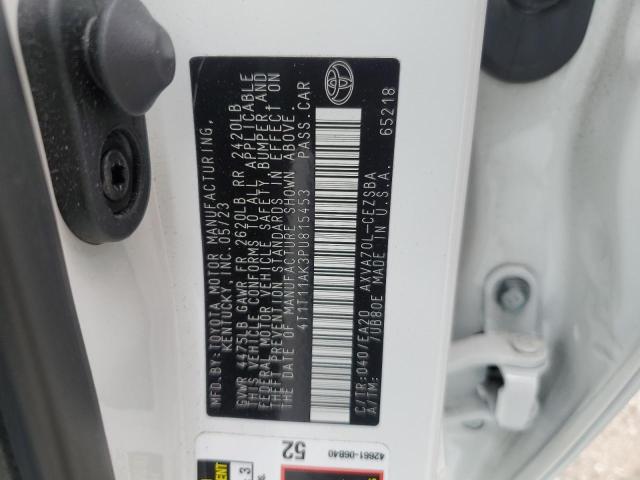 4T1T11AK3PU815453 - 2023 TOYOTA CAMRY SE NIGHT SHADE WHITE photo 12