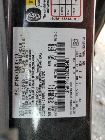 3FAHP0KC6BR285401 - 2011 FORD FUSION SPORT BLACK photo 14