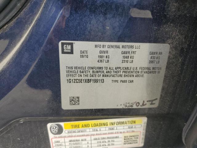 1G1ZC5E1XBF199113 - 2011 CHEVROLET MALIBU 1LT BLUE photo 12