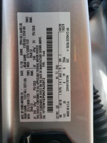 1FTEW1EP8KFA25972 - 2019 FORD F150 SUPERCREW SILVER photo 12