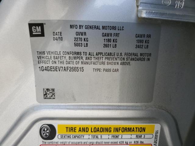 1G4GE5EV7AF266515 - 2010 BUICK LACROSSE CXS GRAY photo 12