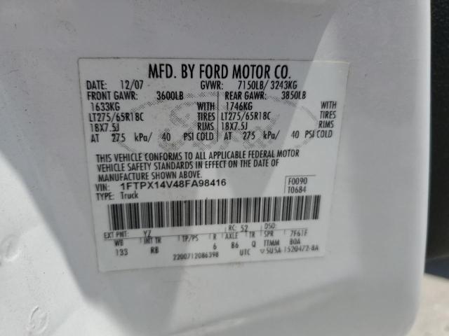 1FTPX14V48FA98416 - 2008 FORD F150 WHITE photo 12