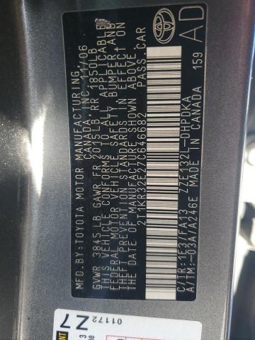 2T1KR32E27C646682 - 2007 TOYOTA COROLLA MA XR GRAY photo 12