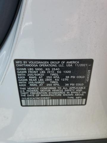 1V2JE2CA1NC205661 - 2022 VOLKSWAGEN ATLAS CROS SE WHITE photo 14