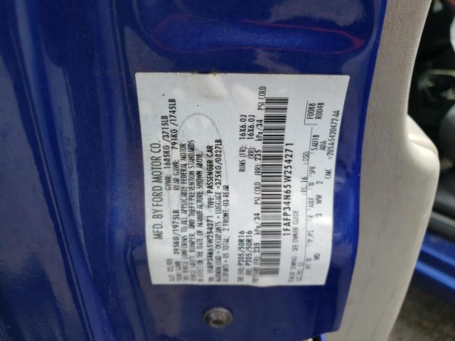 1FAFP34N65W254271 - 2005 FORD FOCUS ZX4 BLUE photo 12