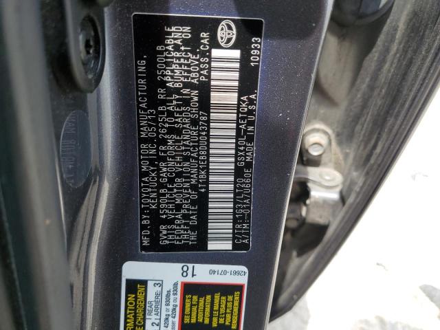 4T1BK1EB8DU043787 - 2013 TOYOTA AVALON BASE Boz foto 12