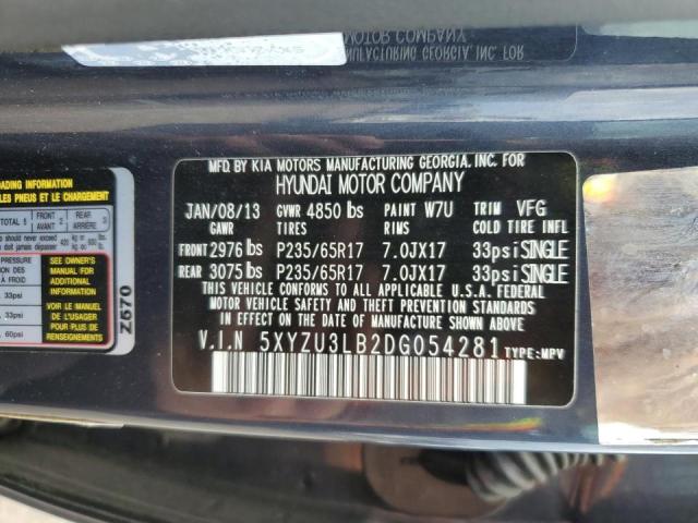 5XYZU3LB2DG054281 - 2013 HYUNDAI SANTA FE S BLUE photo 13