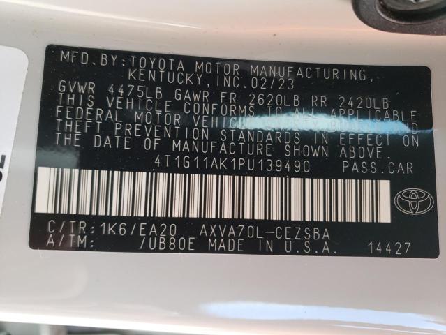 4T1G11AK1PU139490 - 2023 TOYOTA CAMRY SE NIGHT SHADE WHITE photo 12