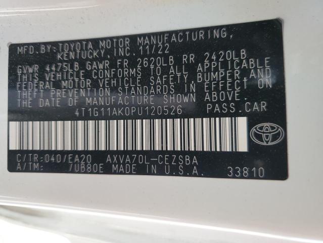4T1G11AK0PU120526 - 2023 TOYOTA CAMRY SE NIGHT SHADE WHITE photo 12
