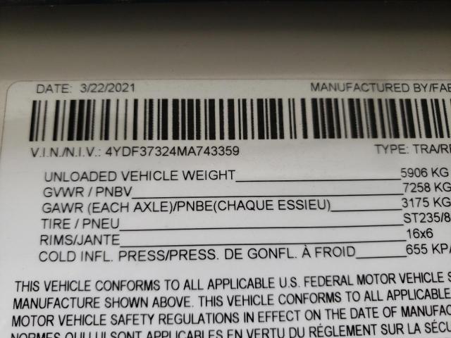 4YDF37324MA743359 - 2021 KEYSTONE MONTANA WHITE photo 8