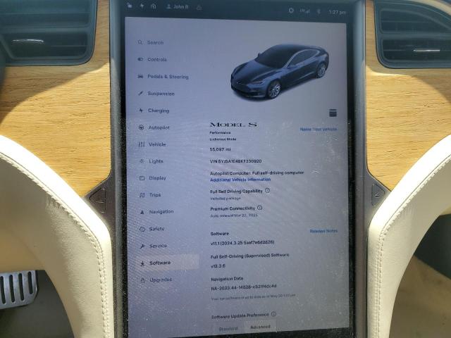 5YJSA1E48KF330920 - 2019 TESLA MODEL S Grafit foto 9