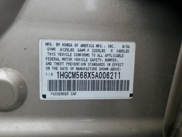 1HGCM568X5A006211 - 2005 HONDA ACCORD EX BEIGE photo 13