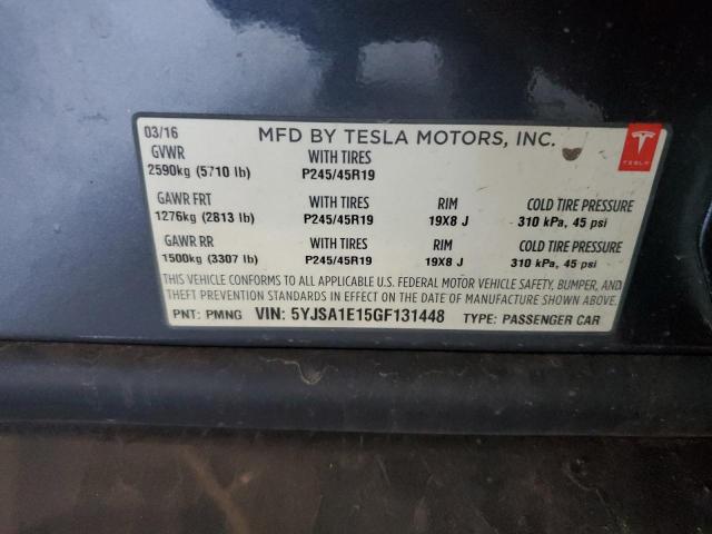 5YJSA1E15GF131448 - 2016 TESLA MODEL S GRAY photo 12