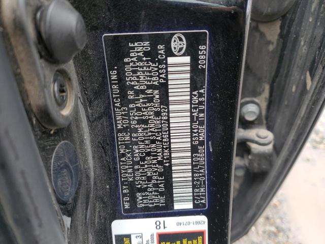 4T1BK1EB6EU078927 - 2014 TOYOTA AVALON BASE Чорний фото 12