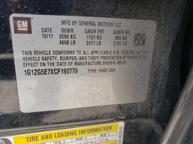 1G1ZG5E7XCF180779 - 2012 CHEVROLET MALIBU LTZ შავი ფოტო 12