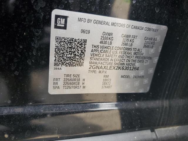 2GNAXLEX2K6301264 - 2019 CHEVROLET EQUINOX LT BLACK photo 13