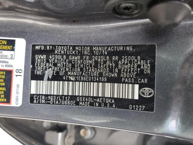 4T1BK1EB6EU134199 - 2014 TOYOTA AVALON BASE 灰色 照片 12