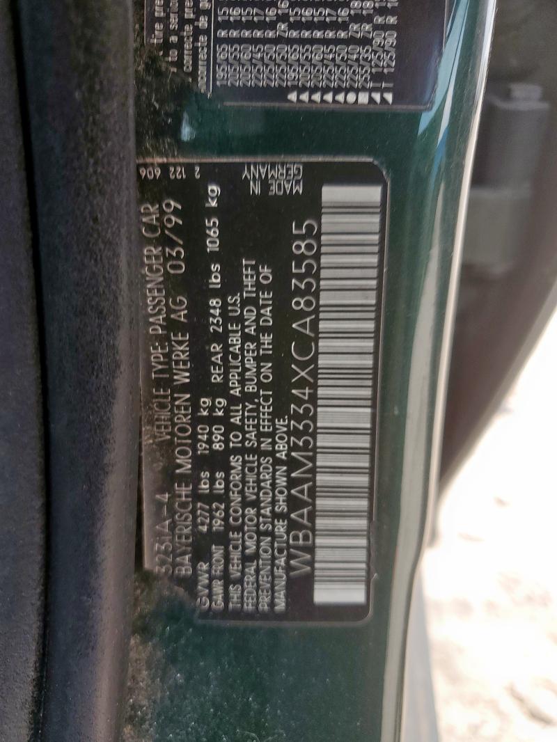 WBAAM3334XCA83585 - 1999 BMW 323 I AUTOMATIC GREEN photo 12
