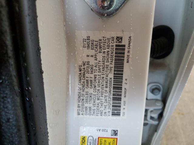 2HGFE2F59NH566804 - 2022 HONDA CIVIC SPORT 白色 照片 12