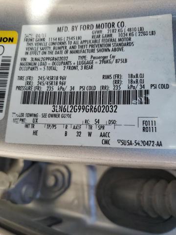 3LN6L2G99GR602032 - 2016 LINCOLN MKZ SILVER photo 13