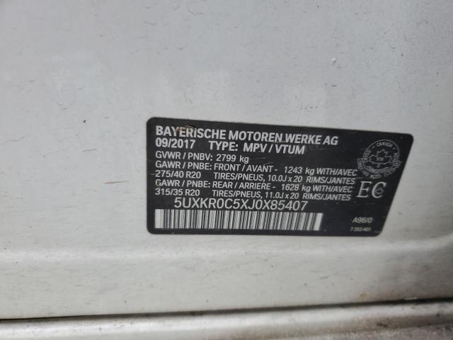 5UXKR0C5XJ0X85407 - 2018 BMW X5 XDRIVE35I WHITE photo 13