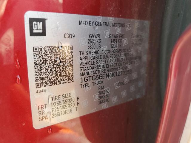 1GTG5EEN4K1270153 - 2019 GMC CANYON DENALI RED photo 12