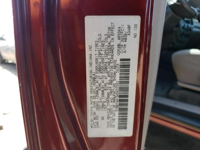 5TBBT44134S453583 - 2004 TOYOTA TUNDRA ACCESS CAB SR5 RED photo 12