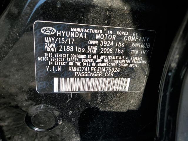 KMHD74LF6JU475324 - 2018 HYUNDAI ELANTRA SE BLACK photo 12