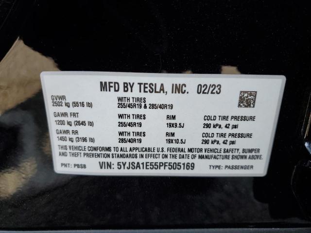 5YJSA1E55PF505169 - 2023 TESLA MODEL S 黑色 照片 12