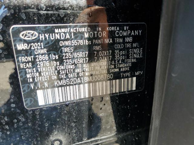 KM8S2DA18MU008780 - 2021 HYUNDAI SANTA FE BLUE BLACK photo 13