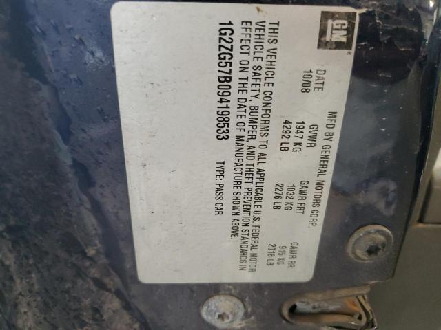1G2ZG57B094198533 - 2009 PONTIAC G6 BLUE photo 13