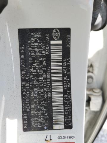 4T1BK1EBXEU100685 - 2014 TOYOTA AVALON BASE 白色 照片 12