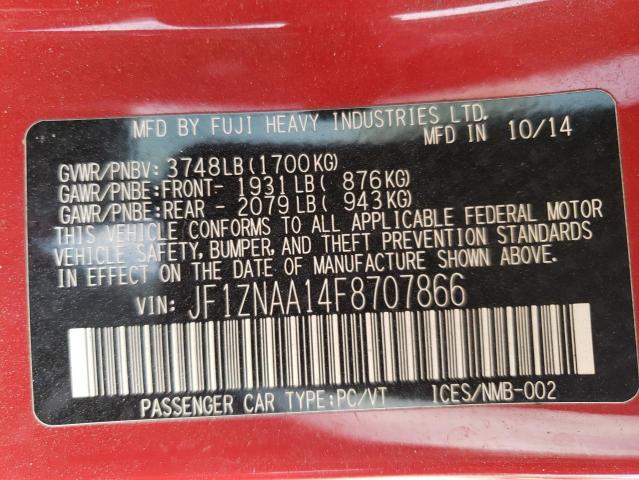 JF1ZNAA14F8707866 - 2015 TOYOTA SCION FR-S 红色 照片 12