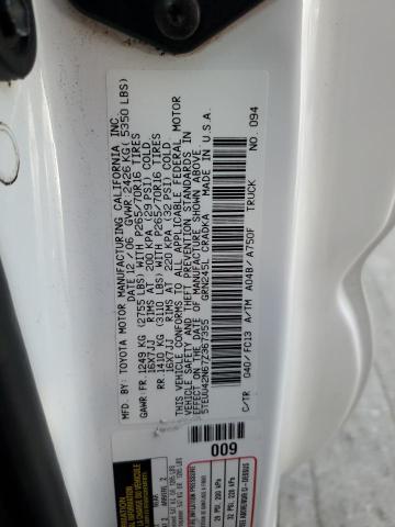 5TEUU42N67Z367355 - 2007 TOYOTA TACOMA ACCESS CAB თეთრი ფოტო 12