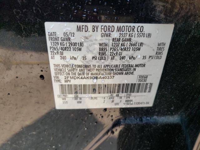 2FMDK4AK9DBA40337 - 2013 FORD EDGE SPORT BLACK photo 13