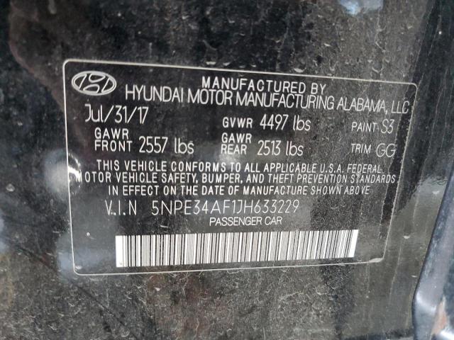 5NPE34AF1JH633229 - 2018 HYUNDAI SONATA SPORT BLACK photo 10