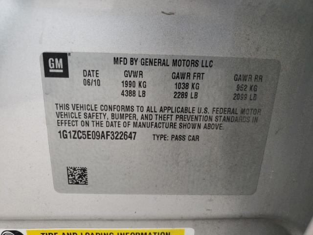 1G1ZC5E09AF322647 - 2010 CHEVROLET MALIBU 1LT SILVER photo 10