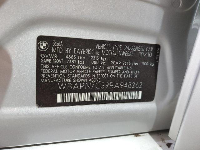 WBAPN7C59BA948262 - 2011 BMW 335D D SILVER photo 12