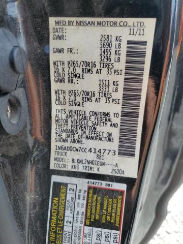 1N6AD0CW7CC414773 - 2012 NISSAN FRONTIER SV BLACK photo 13