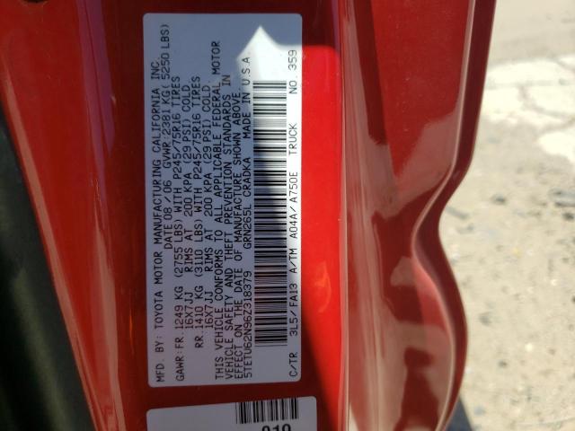 5TETU62N96Z318379 - 2006 TOYOTA TACOMA PRERUNNER ACCESS CAB RED photo 13