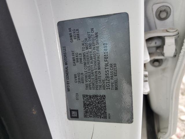 1G1ZB5ST9LF011403 - 2020 CHEVROLET MALIBU LS 白色 照片 12