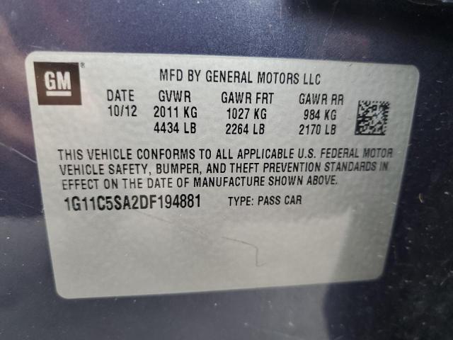 1G11C5SA2DF194881 - 2013 CHEVROLET MALIBU 1LT BLUE photo 12