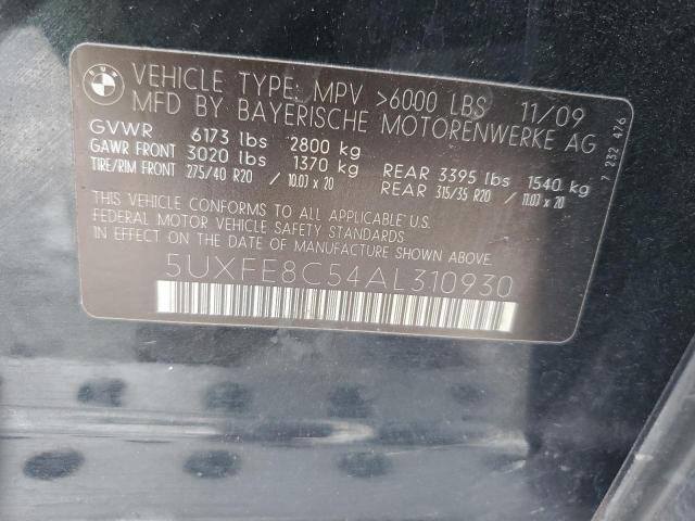 5UXFE8C54AL310930 - 2010 BMW X5 XDRIVE48I Qara foto 13