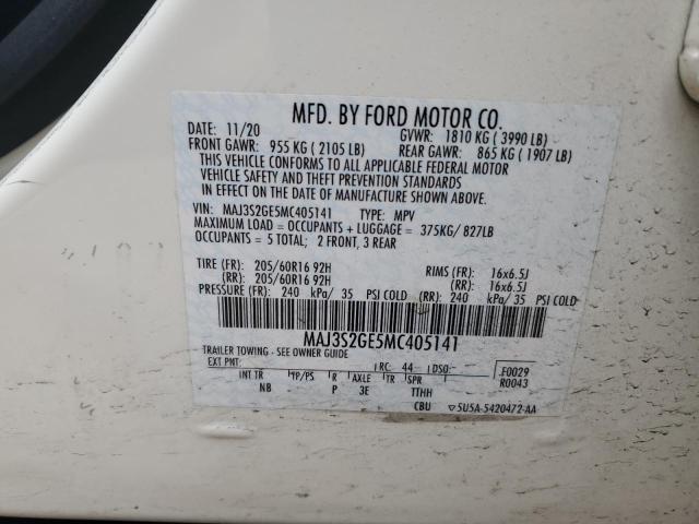 MAJ3S2GE5MC405141 - 2021 FORD ECOSPORT SE 白色 照片 13