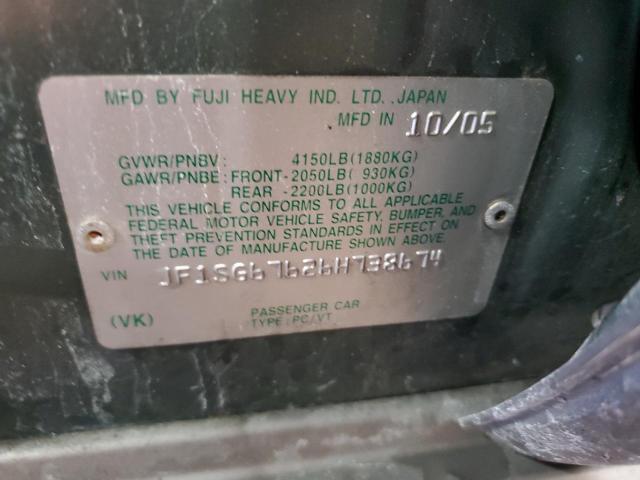 JF1SG67626H738674 - 2006 SUBARU FORESTER 2.5X LL BEAN GREEN photo 13
