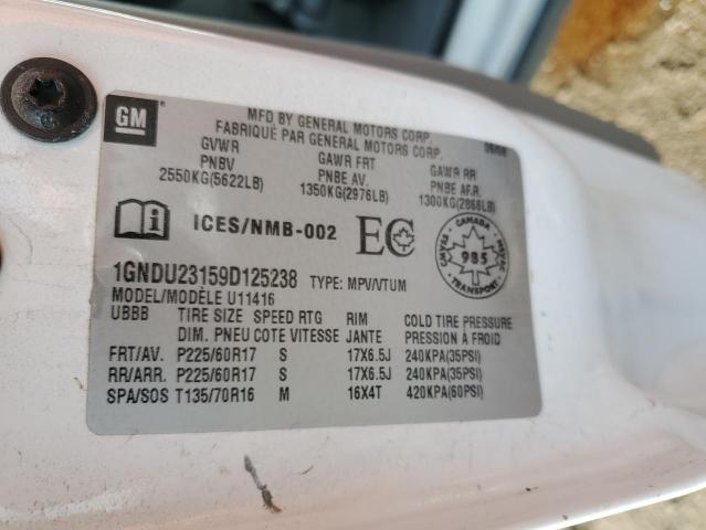 1GNDU23159D125238 - 2009 CHEVROLET UPLANDER LS WHITE photo 13