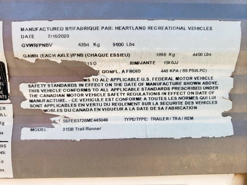 5SFEB3728ME445049 - 2021 HEARTLAND TRAILRUNNR GRAY photo 10